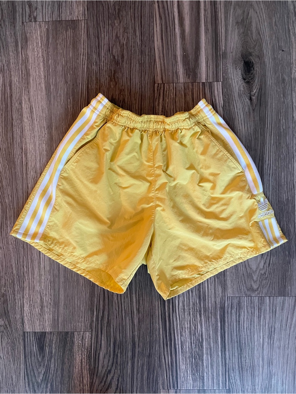 Adidas Three Stripe Track Shorts Yellow